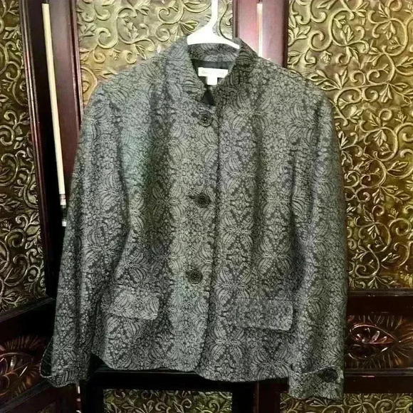 Women's Coldwater Creek Blazer Suit Jacket Women Size 14 Black & Gray - Picture 1 of 7
